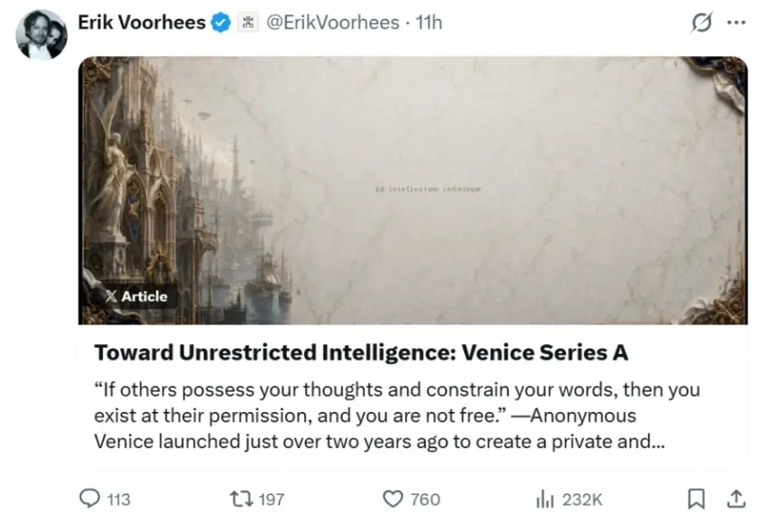 Venice AI Hits $1B Valuation Amid Rising AI Privacy Concerns